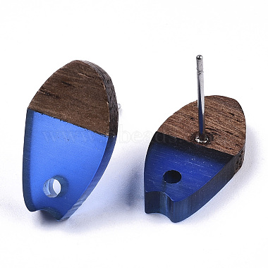 Accessoires de boucles d'oreilles en résine transparente et bois de noyer(MAK-N032-010A-A01)-3