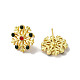 Christmas Snowflake Alloy Glass Rhinestones Stud Earrings for Women(EJEW-E284-01LG)-2