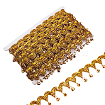 Metallic Wigs Ribbon with Iron Bell Beads, for Sewing Decoration, Gold, 1-5/8 inch(40mm), about 9.84 Yards(9m)/Bundle(OCOR-WH0101-88B)
