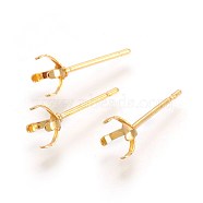 304 Stainless Steel Stud Earring Findings, Prong Earring Settings, Golden, 14.5x5.5mm, Inner Diameter: 5mm, Pin: 0.7mm(X-STAS-L219-03A-G)