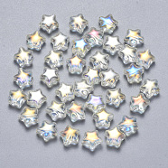 Transparent Spray Painted Glass Beads, AB Color Plated, Star, Clear AB, 8x8.5x4mm, Hole: 1mm(GLAA-R211-04-G04)