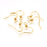 316 Surgical Stainless Steel Earring Hooks, Ear Wire, with Horizontal Loop, Real 18k Gold Plated, 16x16~19.5x3mm, Hole: 2mm, 21 Gauge, Pin: 0.7mm(STAS-P220-13G)
