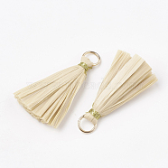 Cotton Paper Tassel Pendant Decorations, with Iron Findings and Metallic Cord, Light Gold, PapayaWhip, 30~36x10~15x3~8mm, Hole: 5mm(FIND-S273-01B-10G)