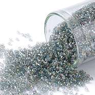 TOHO Round Seed Beads, Japanese Seed Beads, (176) Transparent AB Black Diamond, 15/0, 1.5mm, Hole: 0.7mm, about 15000pcs/50g(SEED-XTR15-0176)