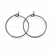 304 Stainless Steel Hoop Earring Settings, Ring, Electrophoresis Black, 21 Gauge, 25x4mm, Pin: 0.7mm(X-STAS-H467-01B-25MM)