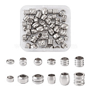 Pet 72Pcs 12 Style 201 Stainless Steel Beads, Large Hole Beads, Rondelle & Column & Barrel, Stainless Steel Color, 6~11x2~9mm, Hole: 5~6.5mm, 6pcs/style(STAS-MP0001-12)