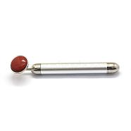 Natural Red Jasper Electric Massage Sticks, Massage Wand (No Battery), Fit for AA Battery, with Zinc Alloy Finding, Massage Tools, with Box, 155x16mm(G-E515-13L)
