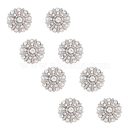 8Pcs 1-Hole Alloy Rhinestone Shank Buttons, Flower, Platinum, 22.5x10.5mm, Hole: 1.8mm(FIND-FH0008-86P)