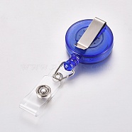 Transparent Plastic Retractable Badge Reel, Card Holders, with Metal Findings, Royal Blue, 85mm(AJEW-WH0102-06)