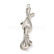Rack Plating Brass Knot Fold Over Clasps, Lead Free & Cadmium Free, Long-Lasting Plated, Platinum, Knot: 21.5x10.5x5.5mm, Hole: 1.2mm, Clasps: 18x8x5.5mm, Hole: 5.5x3mm(KK-K349-12P)