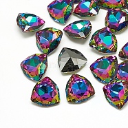 DIY Pointed Back K9 Glass Rhinestone Cabochons, Random Color Back Plated, Faceted, Triangle, Colorful, 12x12x4.5mm(RGLA-T071-12mm-006)