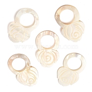 Natural Freshwater Shell Big Pendants, Flower Charms, 66.5~67x39.5~40.5x3~4mm, Hole: 25~25.5mm(SHEL-K006-29)