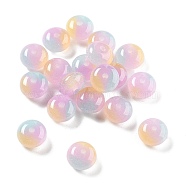 Two Tone Transparent Resin Beads, Imitation Cat Eye Beads, Rondelle, with Glitter Power, Pink, 10x6mm, Hole: 1.5mm(RESI-S013-01E)