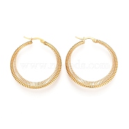 304 Stainless Steel Hoop Earrings, Hypoallergenic Earrings, Ring, Golden, 45x40x6mm, Pin: 1x0.7mm(EJEW-F203-16G-B)
