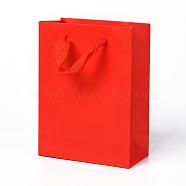 Kraft Paper Bags, with Handles, Gift Bags, Shopping Bags, Rectangle, Red, 16x12x5.9cm(AJEW-F005-03-A)