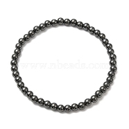 Synthetic Magnetic Hematite Round Beaded Stretch Bracelets, Inner Diameter: 2 inch(5.2cm), Beads: 4mm(BJEW-E080-02C)
