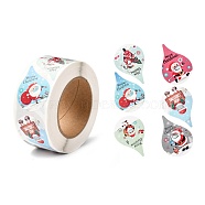 Christmas Theme Teardrop Roll Stickers, Self-Adhesive Paper Gift Tag Stickers, for Party, Decorative Presents, Santa Claus, 6.3x2.8cm(DIY-B031-01)