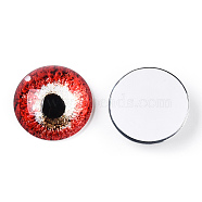 Glass Cabochons, Half Round with Eye, FireBrick, 20x6.5mm(GGLA-T004-03D)