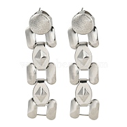 Non-Tarnish 304 Stainless Steel Stud Earrings, for Women, Chain Charm, Stainless Steel Color, 63x16mm(EJEW-S229-11P)