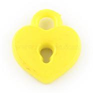 Opaque Acrylic Pendants, Heart Lock, Yellow, 20.5x18x4.5mm, Hole: 4mm, about 500pcs/500g(SACR-Q159-C17)