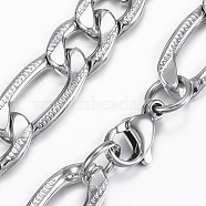 Trendy Men's Figaro Chain Necklaces, 304 Stainless Steel Chain Necklaces, with Lobster Claw Clasp, Stainless Steel Color, 29.52 inch(75cm), 10mm(NJEW-L450-06B)