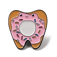 Black Zinc Alloy Brooches, Enamel Pins, Teeth, Pink, 30x30x1.5mm(JEWB-Z022-01E)