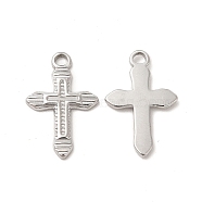 Non-Tarnish 304 Stainless Steel Pendants, Cross Charm, Stainless Steel Color, 20.5x13.5x2mm, Hole: 1.8mm(STAS-I671-06P)