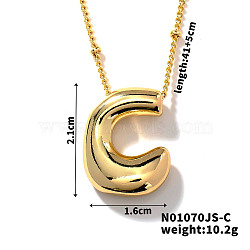 Simple and Stylish Brass Letter Pendant Satellite Chain Necklaces for Women Men, Golden, Letter C, 16.14 inch(41cm)(GF2554-3)