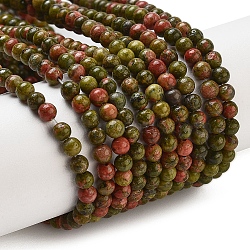 Natural Unakite Beads Strands, Round, 3mm, Hole: 0.7mm, about 110pcs/strand, 14.96''(38cm)(G-G143-A04-01)