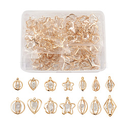 114 Pcs 19 Styles Alloy Pendants, with Crystal Rhinestones, Light Gold, 6pcs/style(FIND-TA0001-31LG)