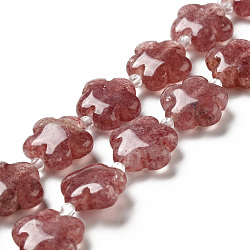 Natural Strawberry Quartz Beads Strands, 5-petal Flower, 14~15x14~15x6~7mm, Hole: 1.2mm, about 27pcs/strand, 16.14''(41~44.5cm)(G-D475-02G)