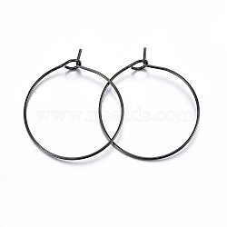 304 Stainless Steel Hoop Earring Settings, Ring, Electrophoresis Black, 21 Gauge, 25x4mm, Pin: 0.7mm(X-STAS-H467-01B-25MM)
