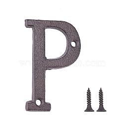 Iron Home Address Number, with 2pcs Screw, Letter.P, 77x41x5mm, Hole: 5.5mm(AJEW-WH0126-25P)