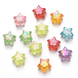 Transparent Acrylic Beads, AB Color Plated, Star, Mixed Color, 10.5x11x6mm, Hole: 1.8mm, about 1380pcs/500g(TACR-R150-09)
