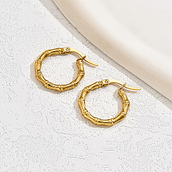 Stainless Steel Hoop Earring for Women, Real 18K Gold Plated, 23x20mm(NW7881-2)