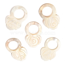 Natural Freshwater Shell Big Pendants, Flower Charms, 66.5~67x39.5~40.5x3~4mm, Hole: 25~25.5mm(SHEL-K006-29)