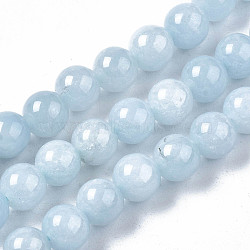 Natural Chalcedony Beads Strands, Imitation Aquamarine, Dyed & Heated, Round, 6~7mm, Hole: 1mm, about 60~67pcs/strand, 15.7 inch(G-S333-6mm-004)