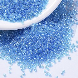 MIYUKI Delica Beads, Cylinder, Japanese Seed Beads, 11/0, (DB1229) Transparent Ocean Blue Luster, 1.3x1.6mm, Hole: 0.8mm, about 2000pcs/10g(X-SEED-J020-DB1229)