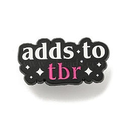 Adds to TBR Zinc Alloy Brooches, Word Enamel Pins for Backpack, Suit, Black, 16x30.5x1.5mm(JEWB-A023-01B)