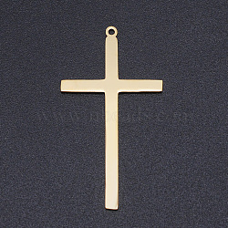 201 Stainless Steel Laser Cut Pendants, Cross, Golden, 44x24x1mm, Hole: 1.4mm(STAS-S105-T926-2)