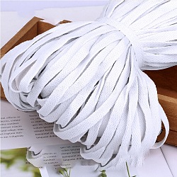 Polyester Cord Shoelace, Flat, White, 8mm, 100m/bundle(FIND-WH0152-185A)