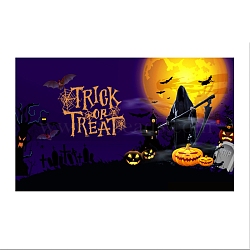 Polyester Halloween Banner Background Cloth, Halloween Photography Backdrops Party Decorations, Rectangle with Witch Pattern, Colorful, 1794x1080x0.01mm, Hole: 10mm(FEPA-K001-001B)