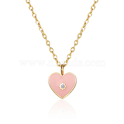Sweet Pink Heart Pendant Necklace for Women, Perfect for Daily Wear(UK9775-1)