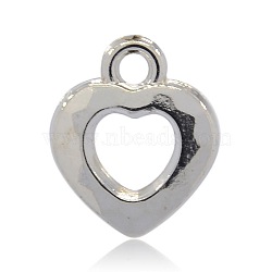 CCB Plastic Heart Pendants, Platinum, 18x15x4mm, Hole: 2.5mm(CCB-J027-73P)