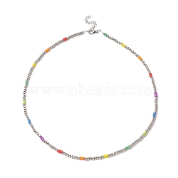 Glass Seed Beaded Necklaces for Women, Colorful, 18.90 inch(48cm)(NJEW-JN04228)