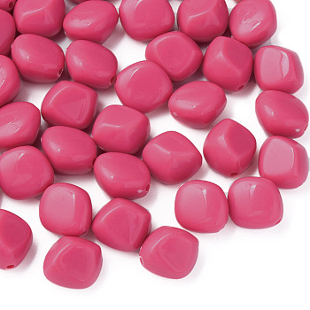 Opaque Acrylic Beads, Nuggets, Deep Pink, 15.5x14x11mm, Hole: 1.8mm, about 380pcs/500g