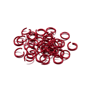 Aluminum Jump Rings, Open Jump Rings, Round Ring, FireBrick, 20 Gauge, 6x0.8mm, Inner Diameter: 4.4mm, about 300pcs/bag