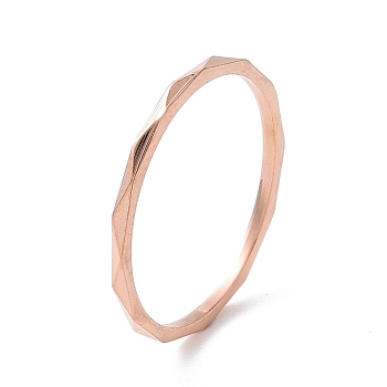201 Stainless Steel Rhombus Finger Ring for Women, Rose Gold, Inner Diameter: 17mm