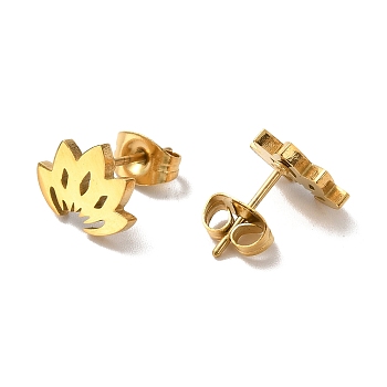 304 Stainless Steel Stud Earrings for Women, Golden, Gold, 8x10.5x1.5mm, Pin: 0.7mm