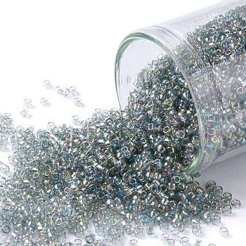 TOHO Round Seed Beads, Japanese Seed Beads, (176) Transparent AB Black Diamond, 15/0, 1.5mm, Hole: 0.7mm, about 15000pcs/50g